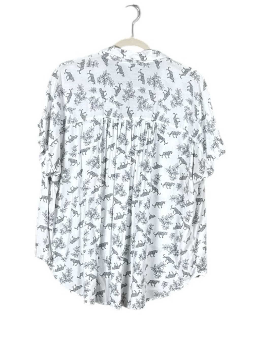 Jane & Delancey Button Up Shirt XL Novelty Leopards Botanical Euro Summer - Picture 3 of 7